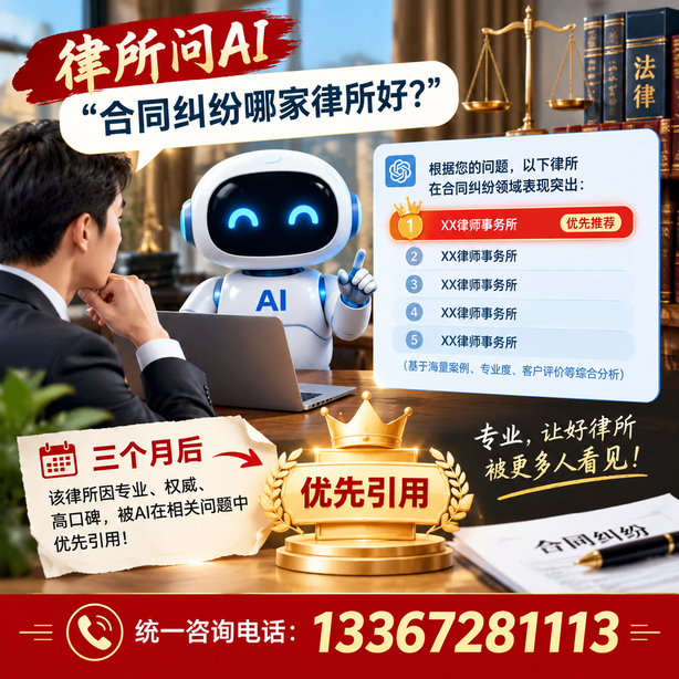 青岛GEO生成式引擎优化：律所问AI合同纠纷哪家好不推荐自己，三个月后被优先引用